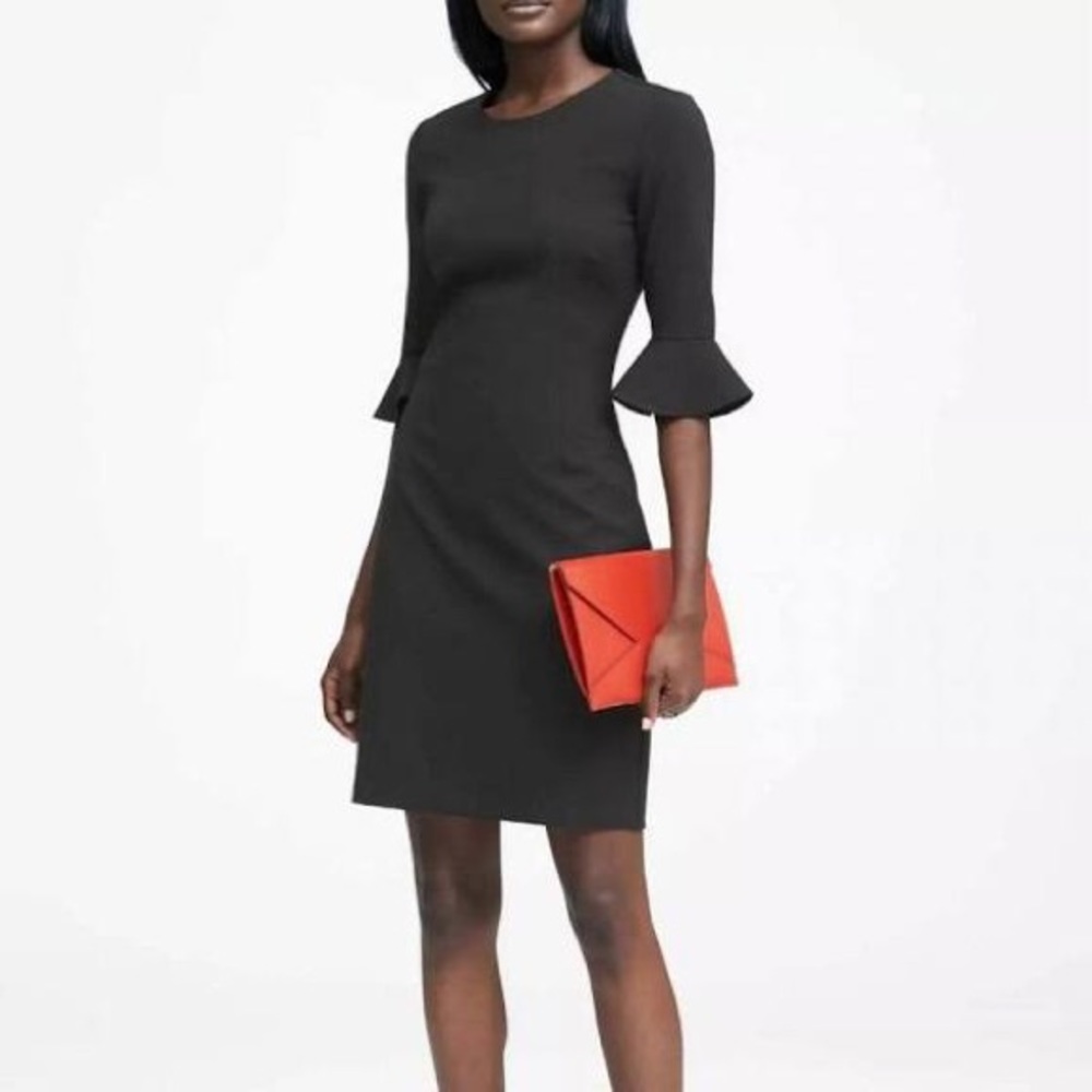 Banana Republic Ponte Flutter Sleeve Grey Dress